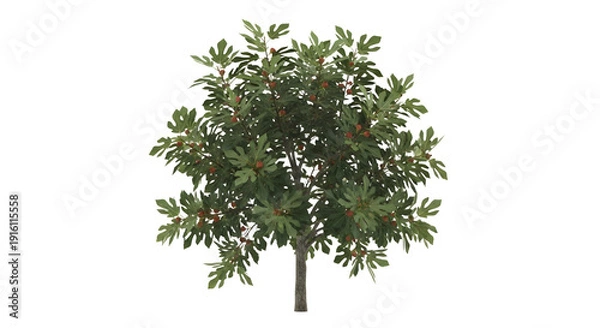 Obraz Fig Tree with Ripe Figs on Black Background