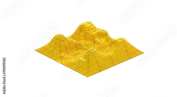 Obraz Abstract Isometric Yellow Mountain Range