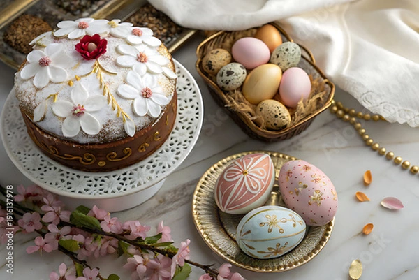 Obraz easter cake with eggs