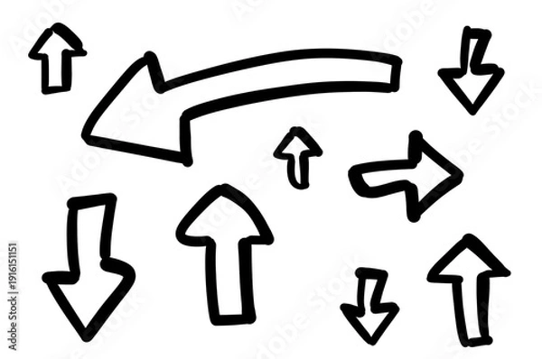 Obraz 袋　矢印セット　手描き