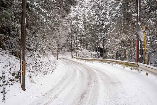 Obraz 雪降り積もる道