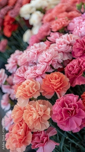 Obraz Vibrant Multicolored Carnations in Full Bloom