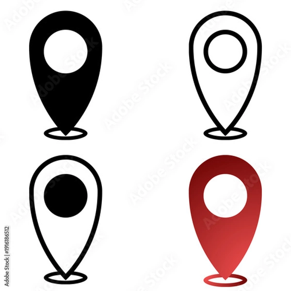 Obraz set of map pointers on transparent background