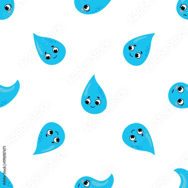 Obraz Cute Water Drops Pattern.  Endless textures for your design	