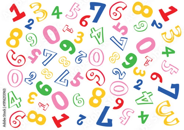 Obraz カラフルポップな落描き風数字
