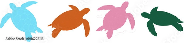 Obraz ウミガメ　カメ　動物　生き物　イラスト