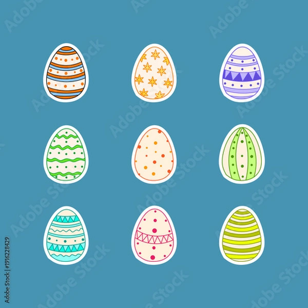 Obraz Vibrant Easter Egg Sticker Collection