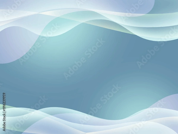 Obraz 透明感のあるウェーブの水色の抽象的な背景素材