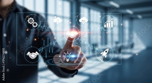 Obraz Businessman using smartphone