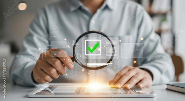 Obraz Magnifying glass over graph