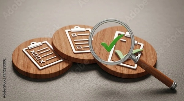 Obraz Magnifying glass over checklist