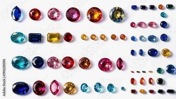 Obraz カラフルな色とりどりの宝石カット見本サンプル