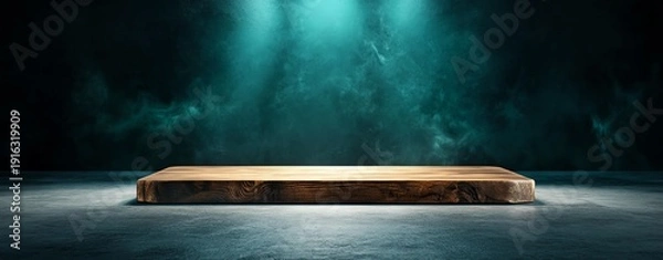 Obraz Minimalistic wooden platform with dramatic lighting.