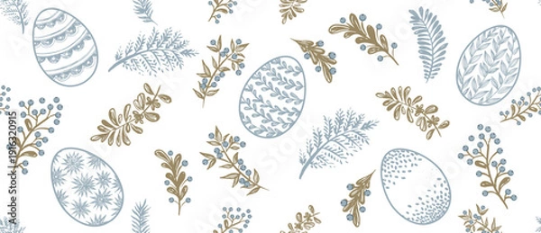 Obraz Seamless easter eggs pattern on white
