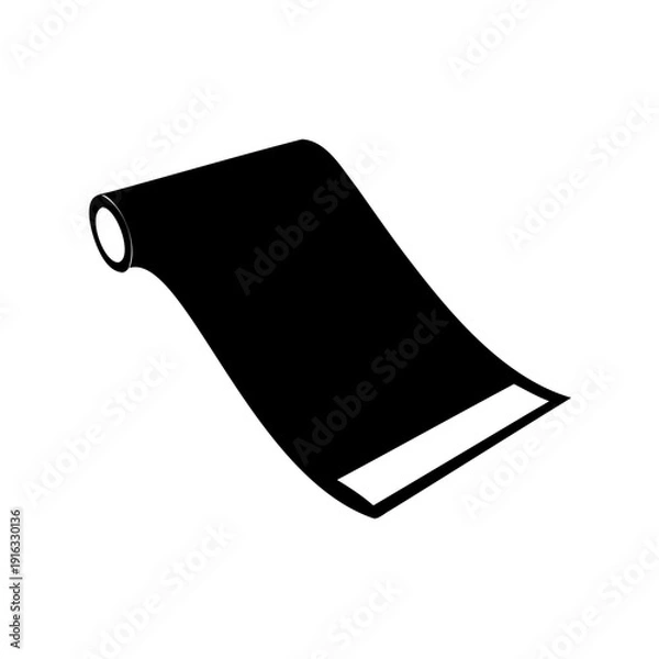 Obraz Unfurling black roll material with white strip element Vector