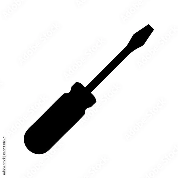 Obraz Classic flathead screwdriver black silhouette vector icon Vector