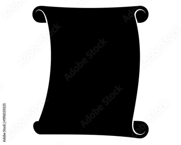 Obraz Black scroll silhouette icon for ancient document message. Vector