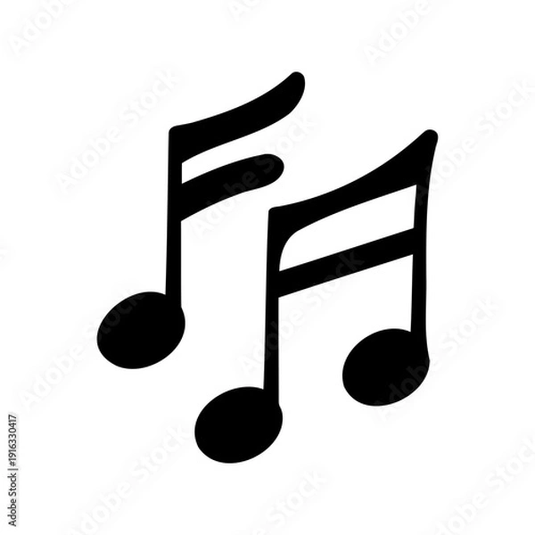 Obraz Two black musical eighth notes on a clean white background Vector