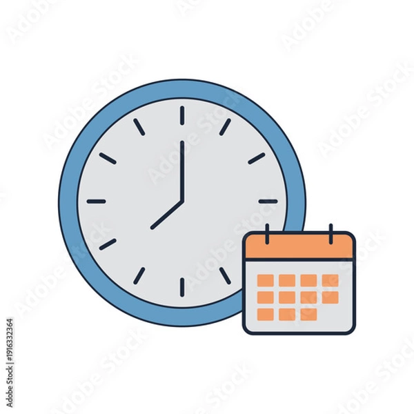 Obraz Time Management with Clock and Calendar Vector