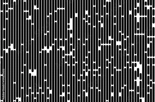 Fototapeta Monochromatic Abstract background, distortion texture, random vertical black and white lines for design concepts, posters, wallpapers, web, presentations, prints. Vector illustration.