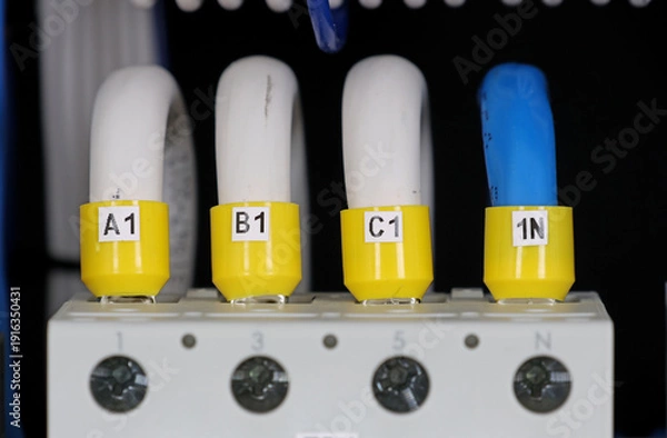 Obraz Connecting the electrical module using copper electrical insulated wires. 