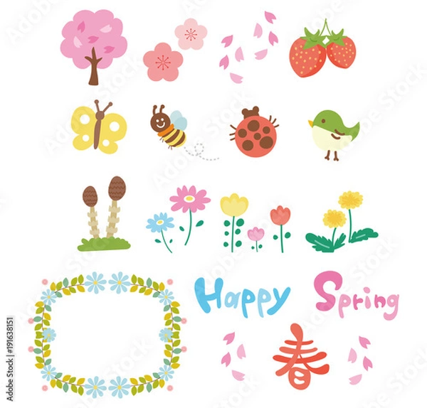 Obraz 春のイメージアイコンイラストセット