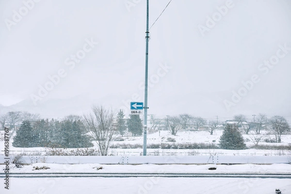 Obraz 【山形県山形市】雪国の道路標識