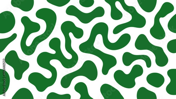 Obraz Abstract pattern featuring irregular, flowing green shapes on a white background.