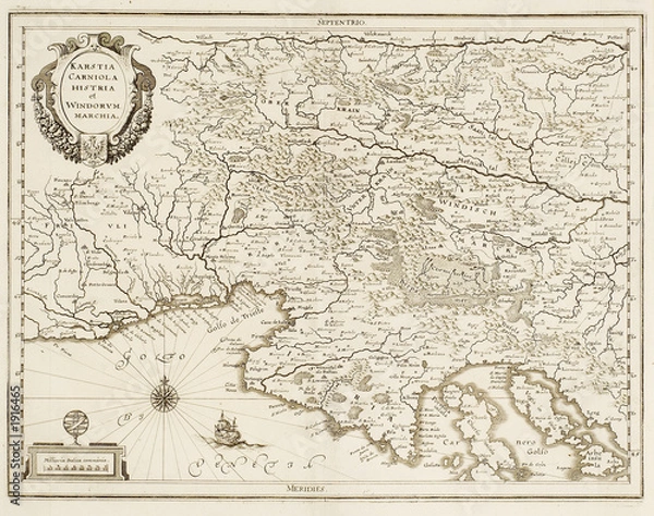 Fototapeta old map of adriatic sea