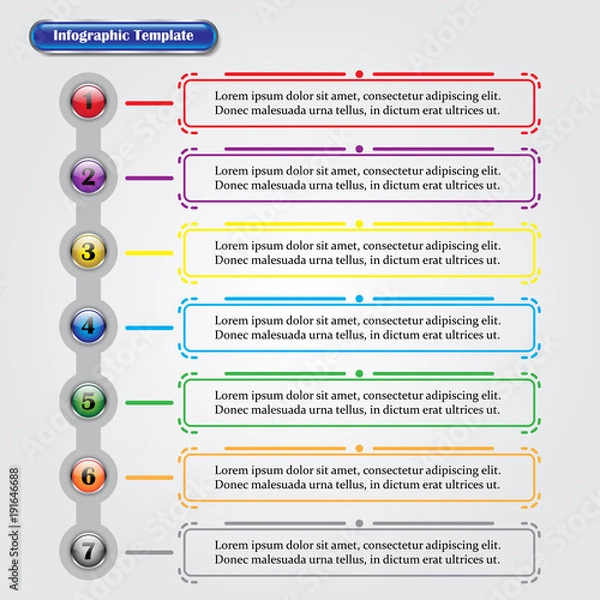 Obraz Infographic Template - Sequence Buttons With Text Boxes