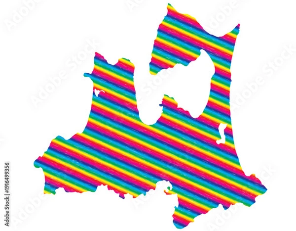 Obraz 青森県　虹色　カラフル　縞模様　イラスト