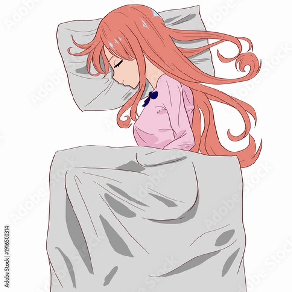 Obraz 布団で眠っている女性