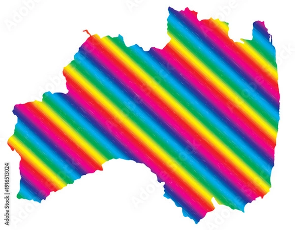 Obraz 福島県　虹色　カラフル　縞模様　イラスト