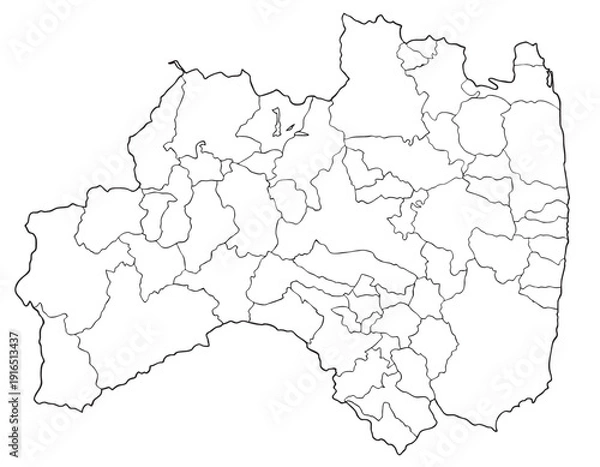 Obraz 福島県　白黒　シンプル　イラスト