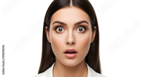 Obraz Surprised Woman's Face on White Background