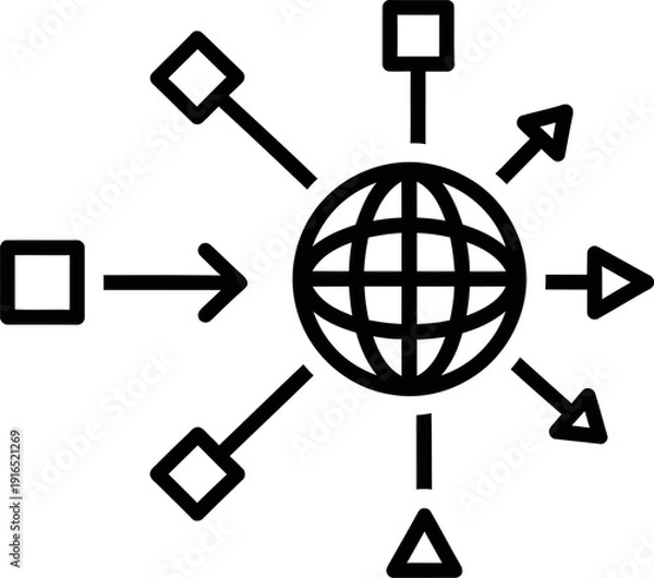 Obraz Global network connections and data exchange illustration
