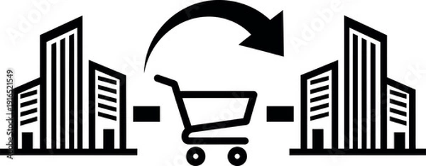 Obraz Black arrow and molecular structure icon