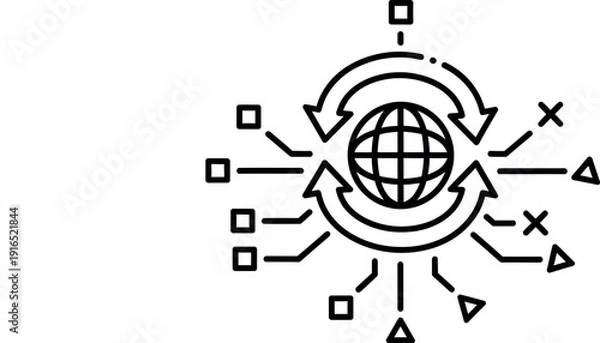Obraz Global network and data exchange diagram
