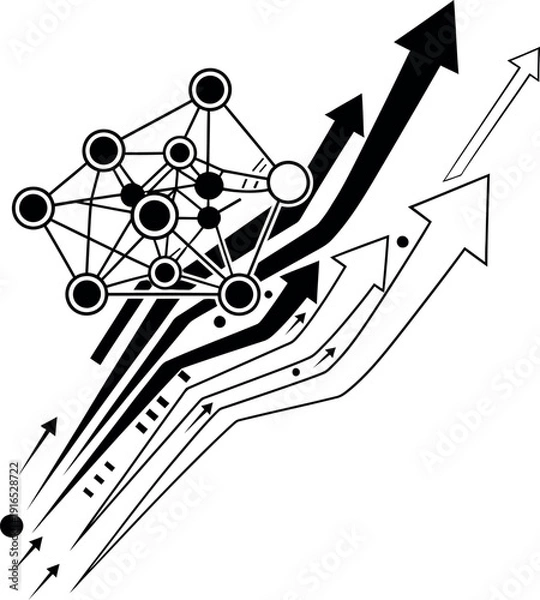 Obraz Network diagram with arrows and nodes