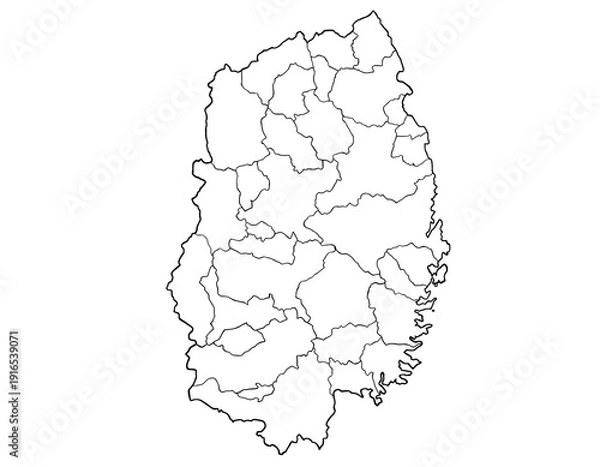 Obraz 岩手県　白黒　シンプル　イラスト