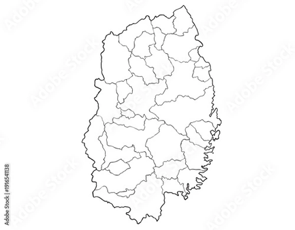 Obraz 岩手県　白黒　シンプル　イラスト