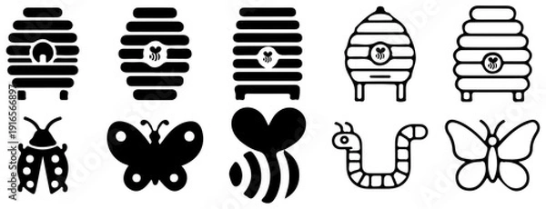 Obraz Insect and Hive Icons Set