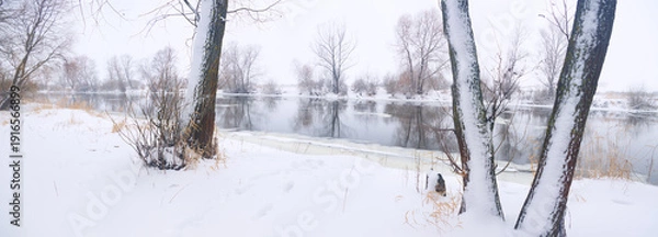 Obraz winter landscape on the river