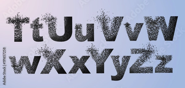 Fototapeta Vector alphabet set, letters with effect of destruction