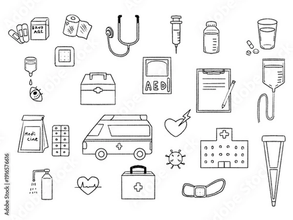 Obraz 医療系イラストセット線画