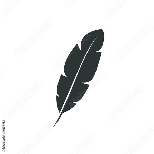 Fototapeta Feather vector icon isolated on white background. Pen for calligraphy and design. Graphic illustration