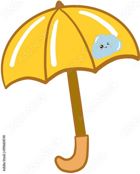 Obraz yellow umbrella on a white background