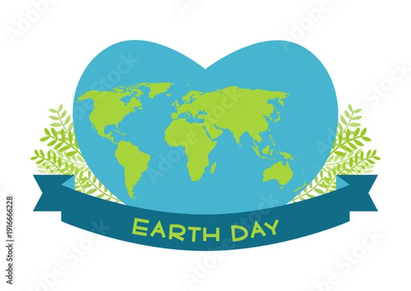 Obraz アースデーのイラスト ハートの地球