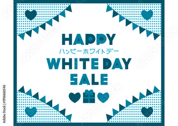 Obraz 三角旗とハートのホワイトデーバナーデザイン