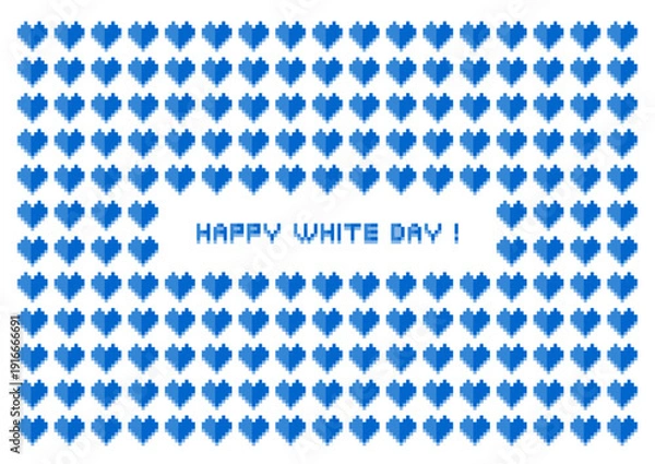 Obraz ドット絵のハート模様と文字のホワイトデーイラスト